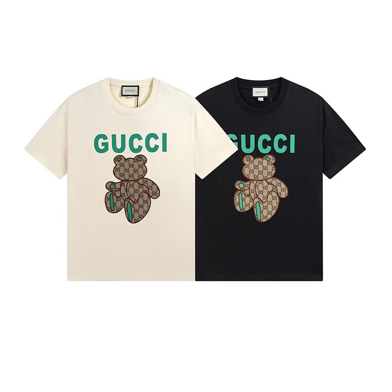 Gucci Spring Series High-Weight Cotton T-Shirt with Teddy Bear Design