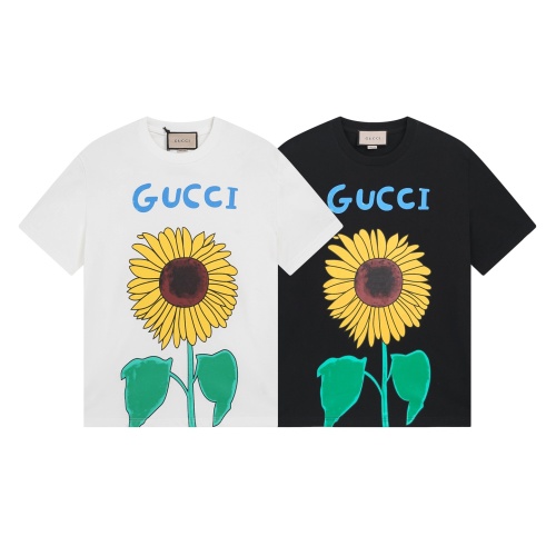 Gucci Sunflower Print Cotton T-Shirt | Short Sleeve Casual Tee 1 Gucci Sunflower Print Cotton T-Shirt | Short Sleeve Casual Tee