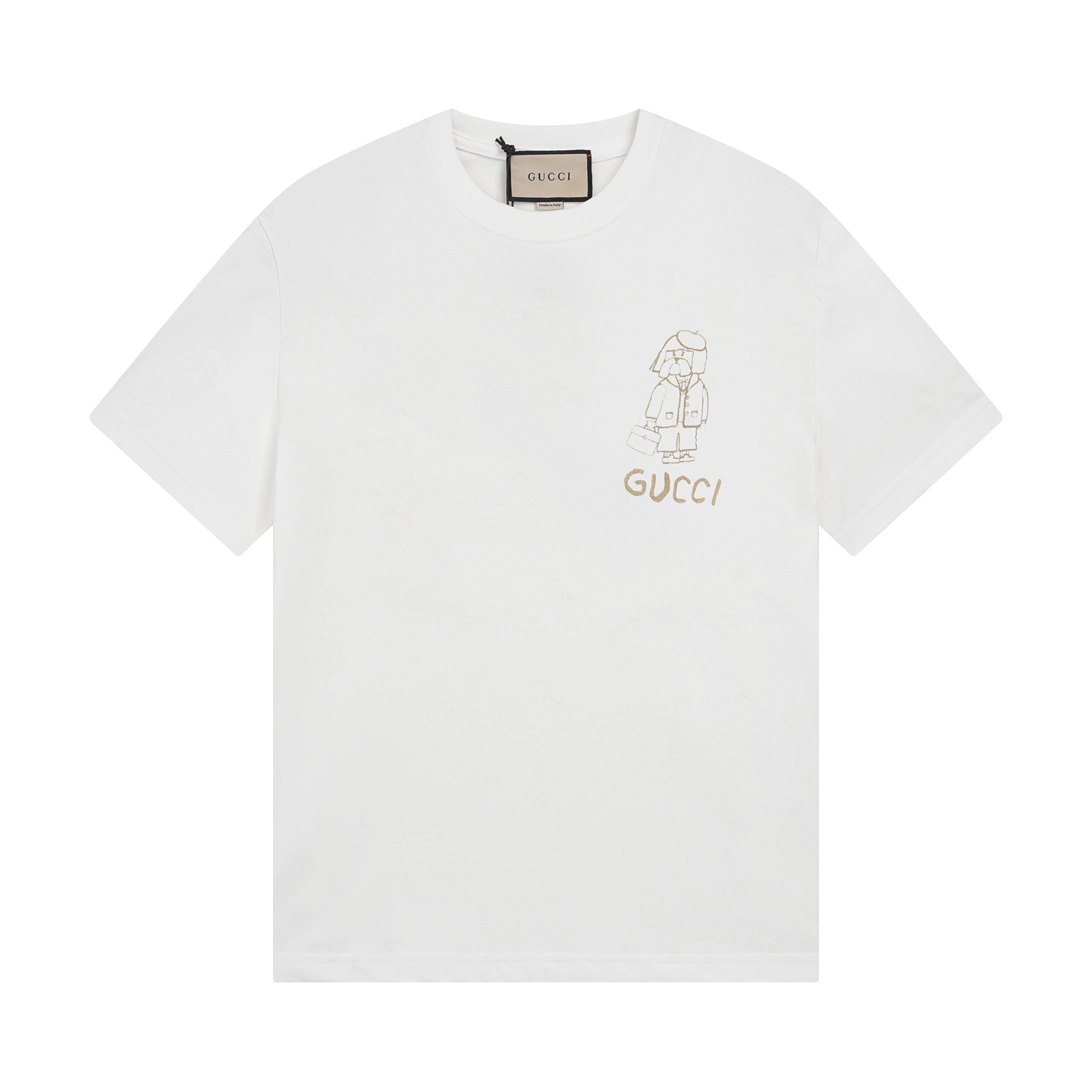 Gucci White Cotton Jersey T-Shirt with Cartoon Print for Women