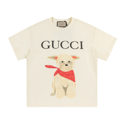 Gucci Women's Printed Cotton T-Shirt with Dog Graphic, Casual Short Sleeve Top 1 Gucci Women's Printed Cotton T-Shirt with Dog Graphic, Casual Short Sleeve Top