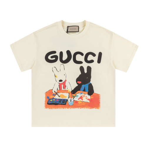Gucci Cotton Jersey T-Shirt with Rabbits Painting Graphic Print, Relaxed Fit 1 Gucci Cotton Jersey T-Shirt with Rabbits Painting Graphic Print, Relaxed Fit
