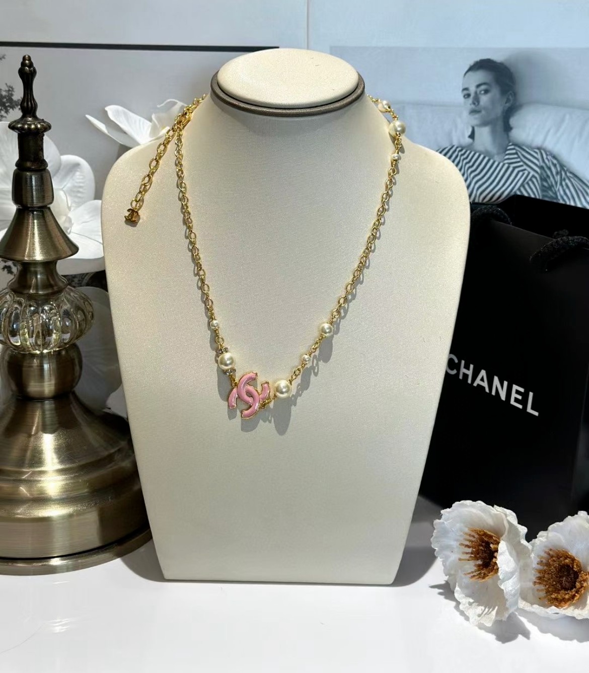 NO:102101,Little fragrance black pink oil-drop necklace, Chanel necklace, chanel, necklace19860909小香黑色粉色滴油项链,香奈儿项链,chanel,necklace,Jewelry