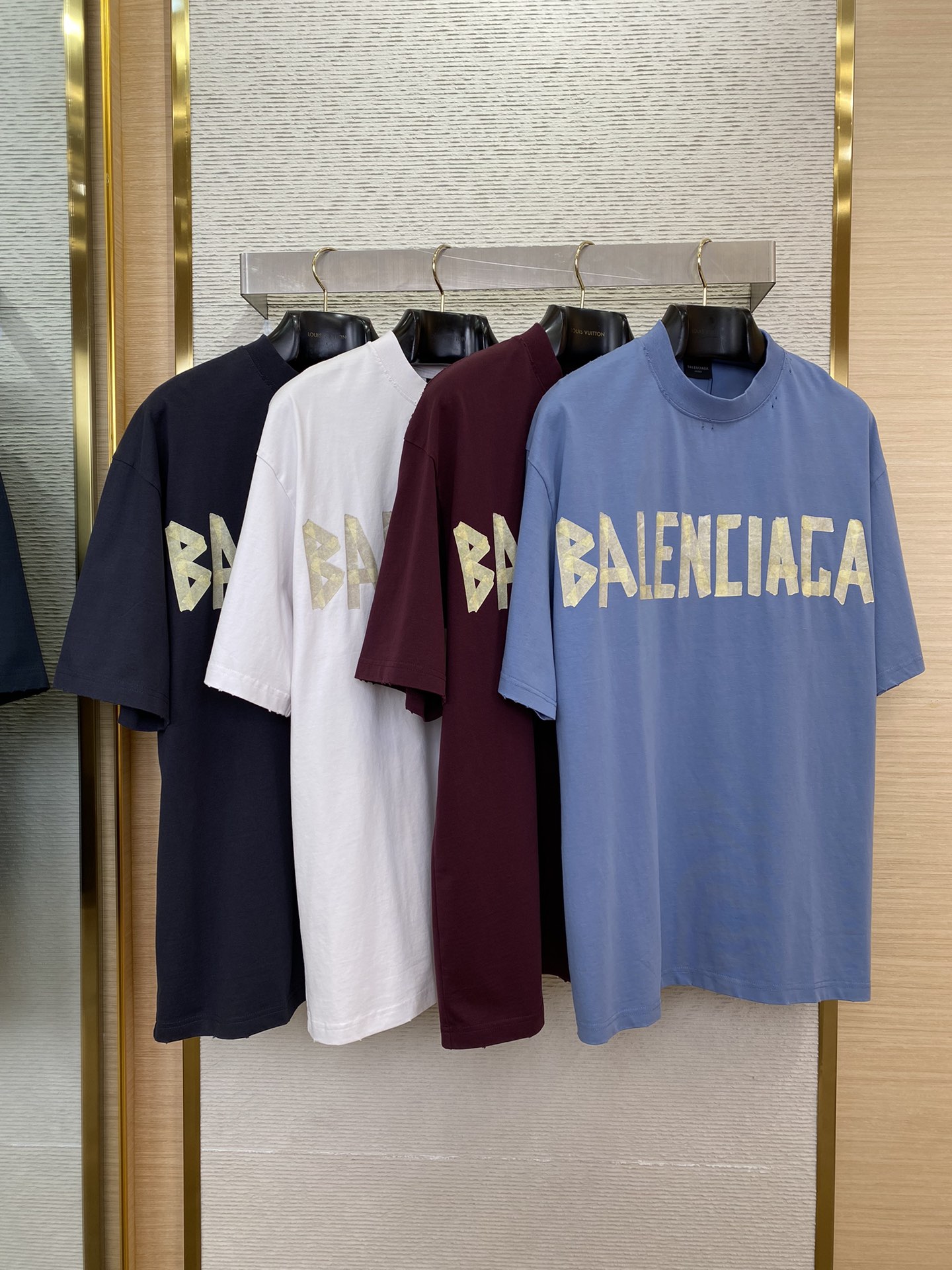 Balenciaga Kleidung T-Shirt Schwarz Blau Burgund Rot Weiß Gelb Drucken Unisex Gekämmte Baumwolle Kurzarm