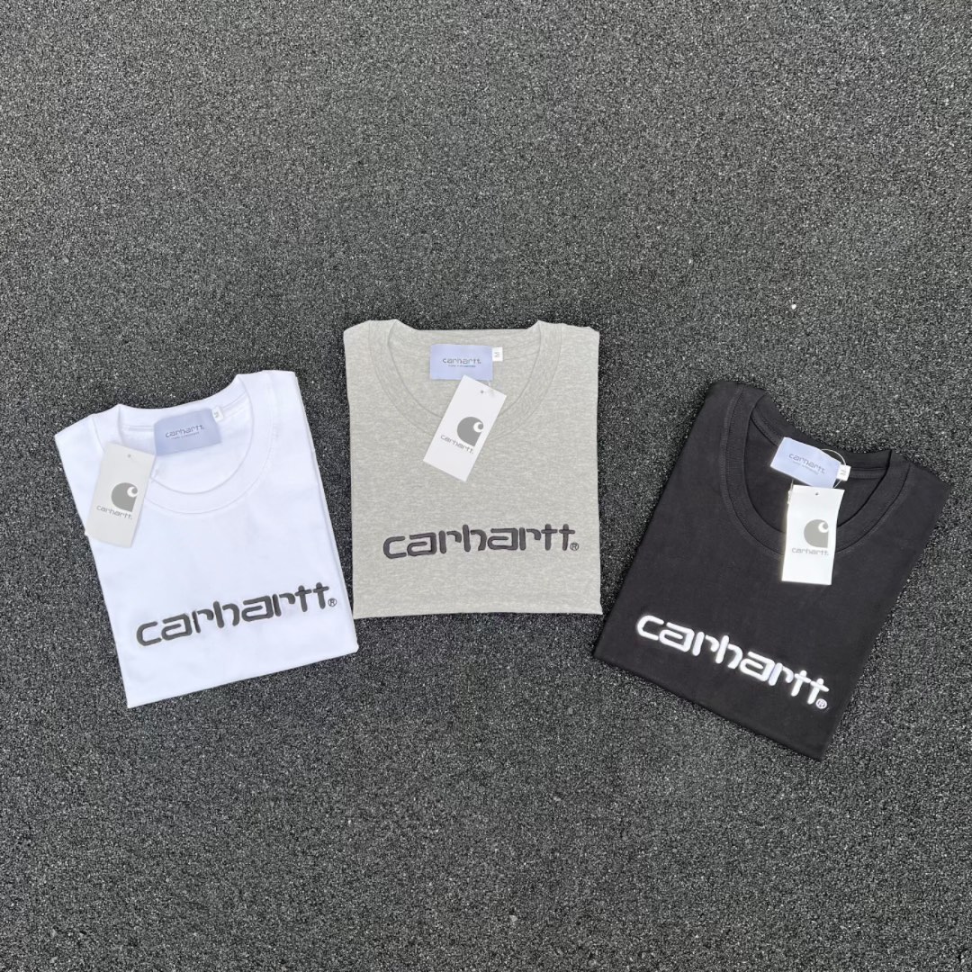 Carhartt Clothing T-Shirt Black Grey White Embroidery Unisex Short Sleeve