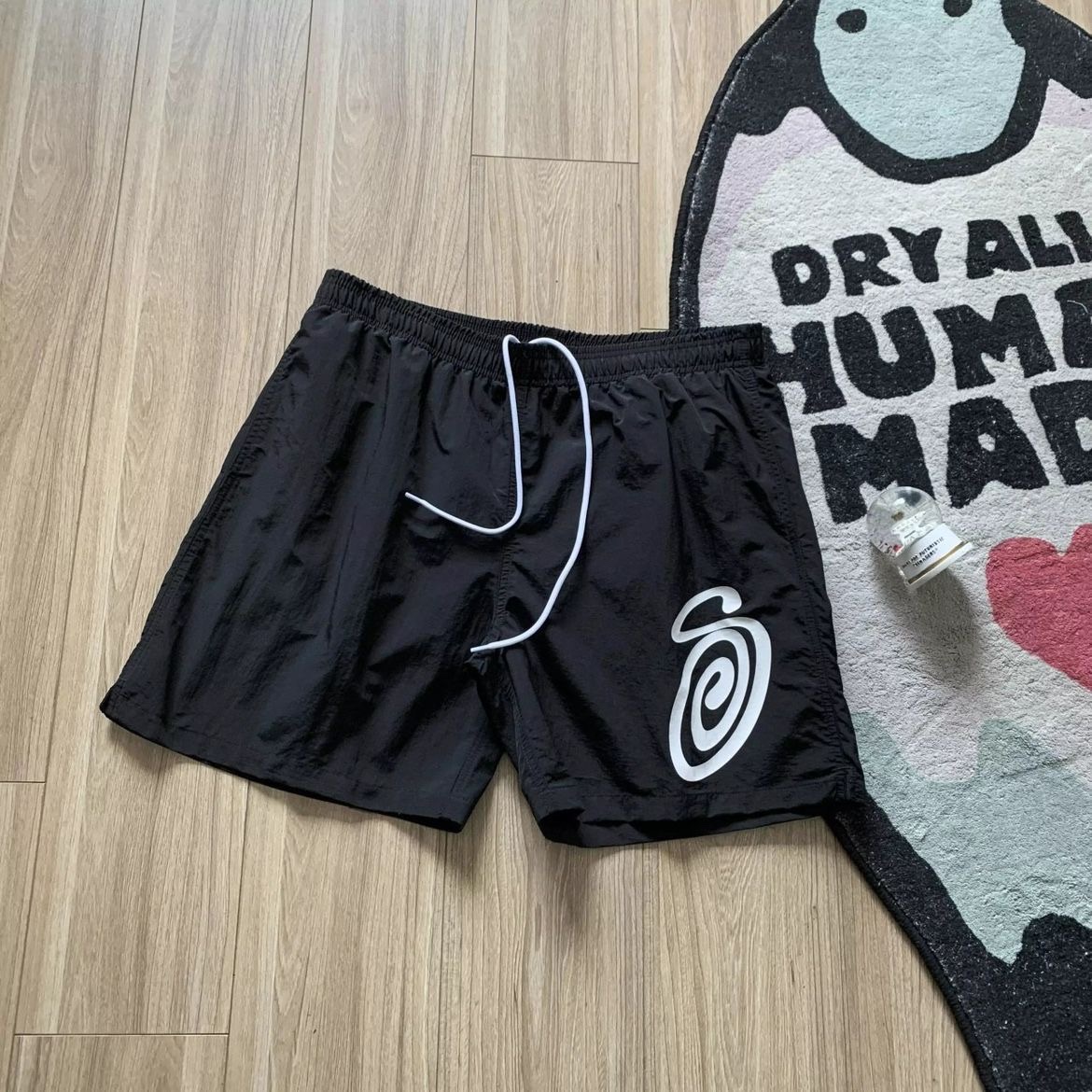 Stussy Basketball Shorts: FZ 231 Nylon-Proof, Custom-Made, Black, Sizes S-XL.