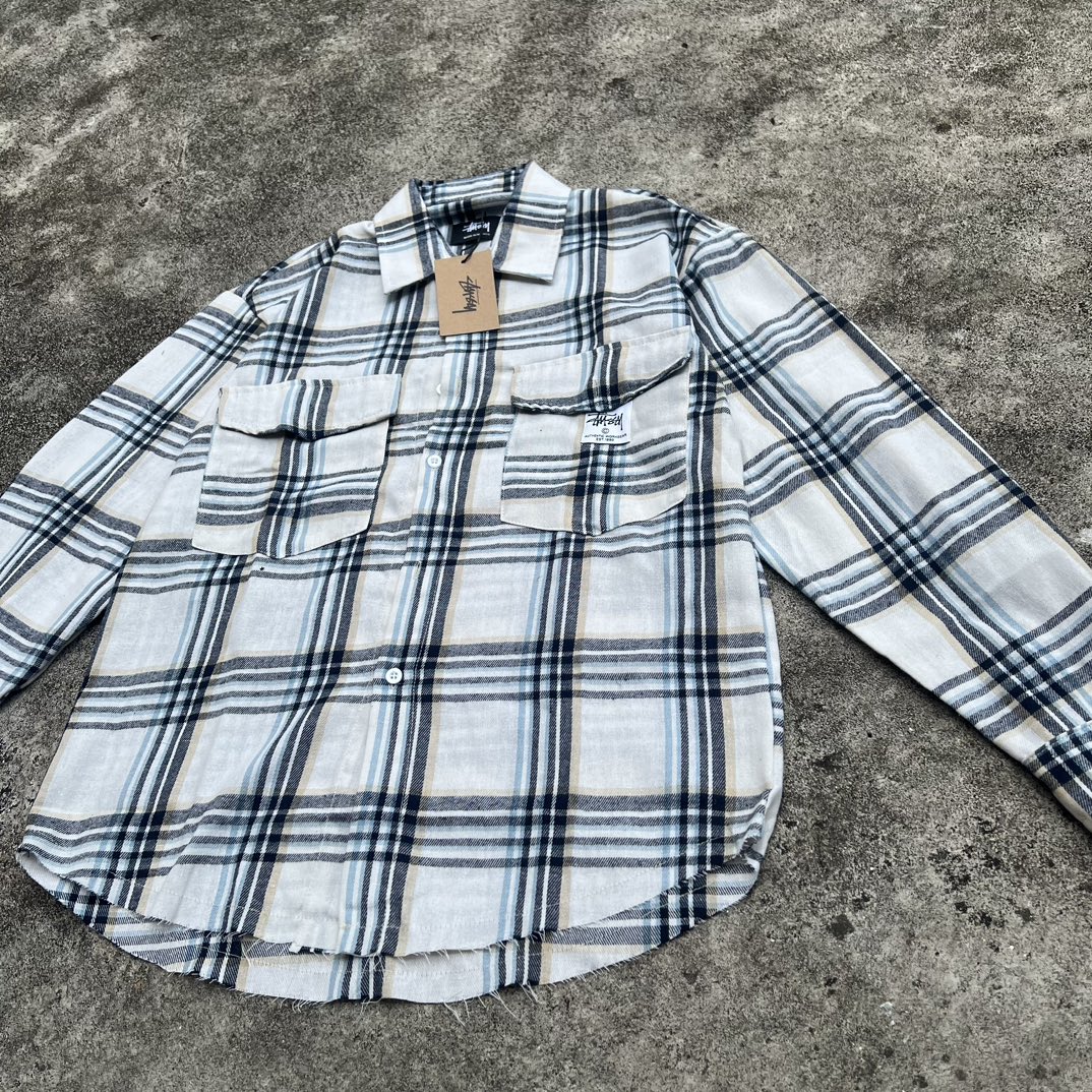 Stussy StUSSY White Cotton Shirt for Couples, Size M-XL, 165. - 图片 3
