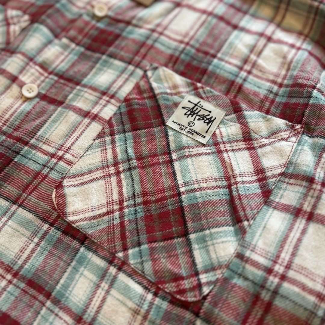 Stucie StUSSY Red Cotton Etchings Shirt with Long Sleeves in Sizes M-XL - 图片 6
