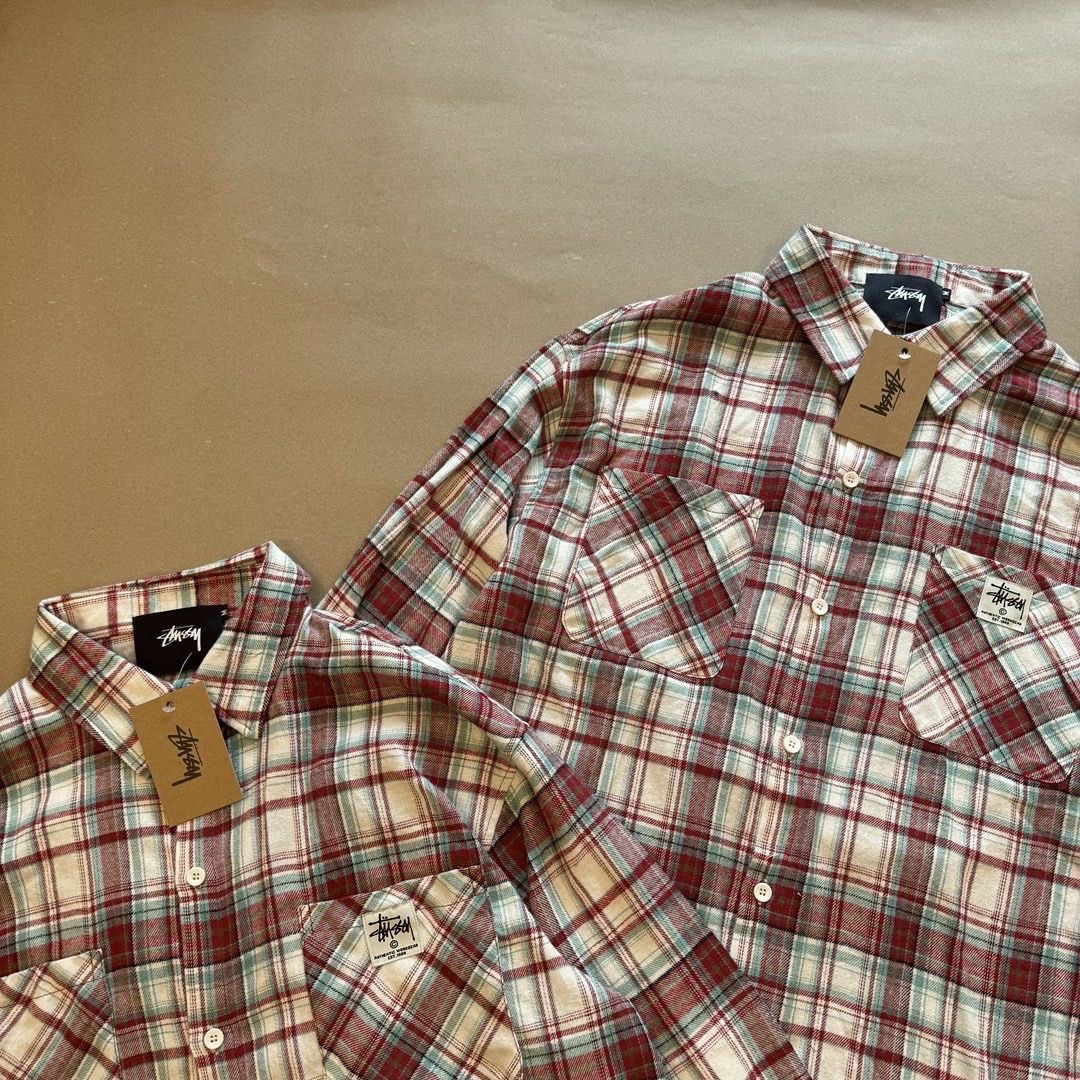 Stucie StUSSY Red Cotton Etchings Shirt with Long Sleeves in Sizes M-XL - 图片 3