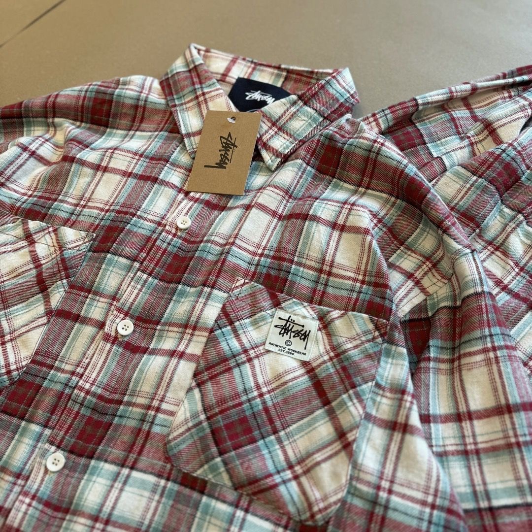 Stucie StUSSY Red Cotton Etchings Shirt with Long Sleeves in Sizes M-XL - 图片 2