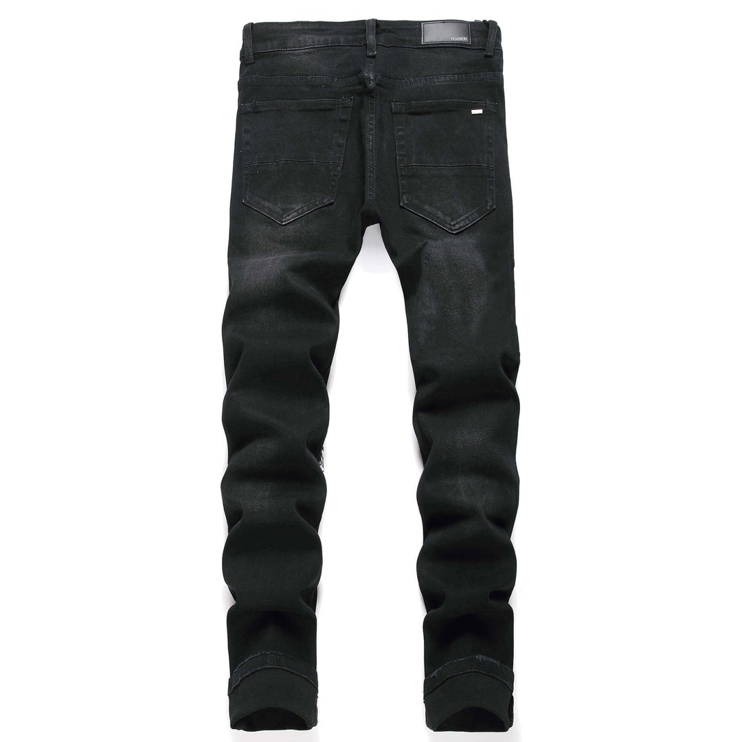 “Autonomous AMIRI Leather Embroidery Jeans: Soft, Comfortable, Hand-Coded Custom Logo Buttons” - 图片 2