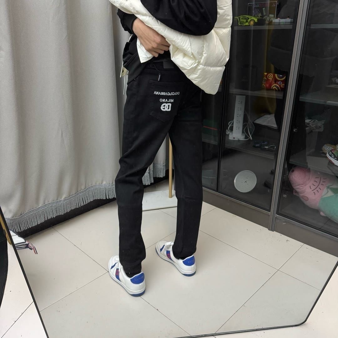 Luxurious DG Gold Embroidered Black Jeans: High Quality, Original Design, Perfect for Spring-Summer - 图片 7