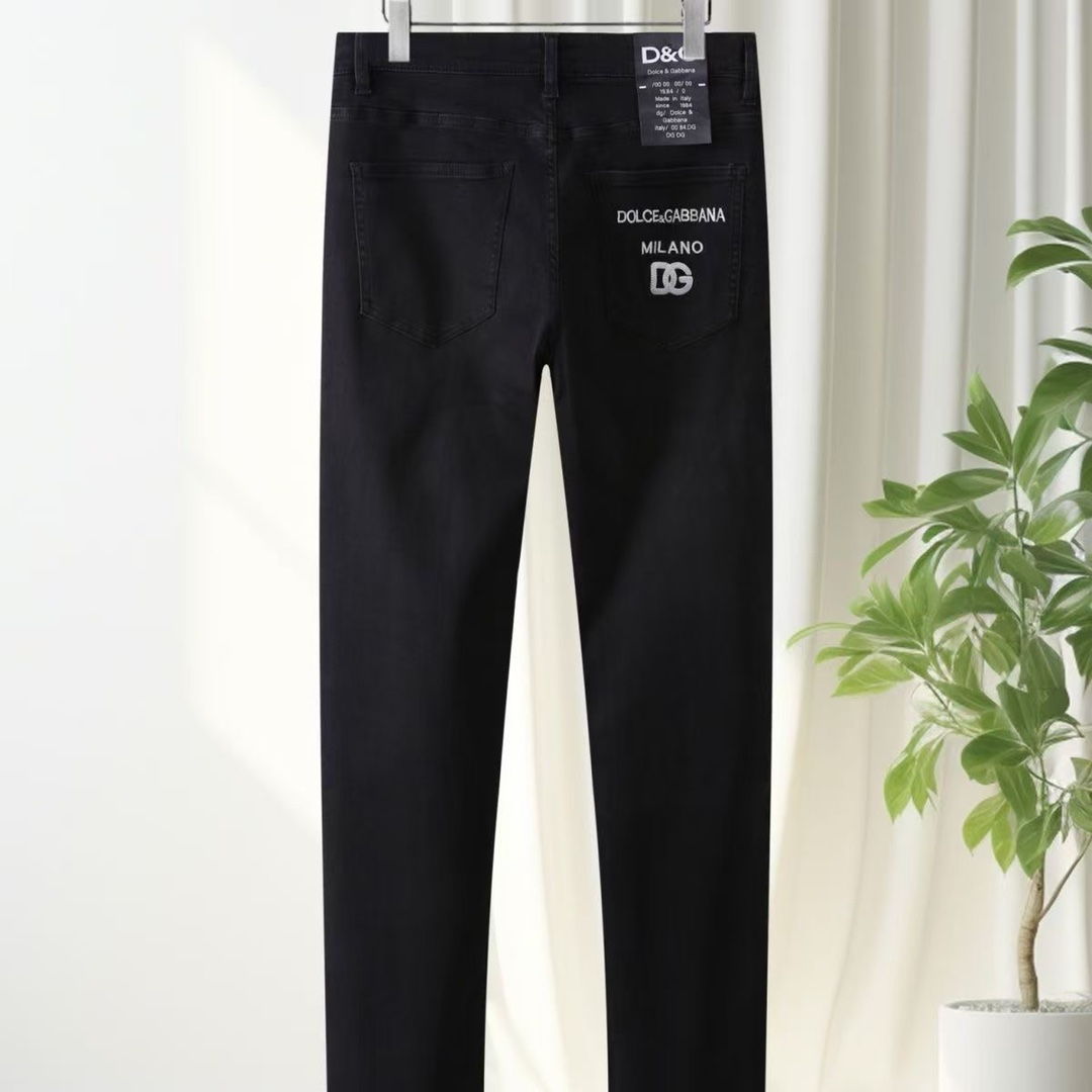 Luxurious DG Gold Embroidered Black Jeans: High Quality, Original Design, Perfect for Spring-Summer - 图片 5