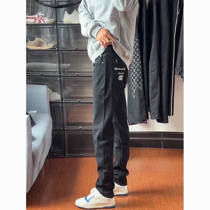 Luxurious DG Gold Embroidered Black Jeans: High Quality, Original Design, Perfect for Spring-Summer - 图片 8