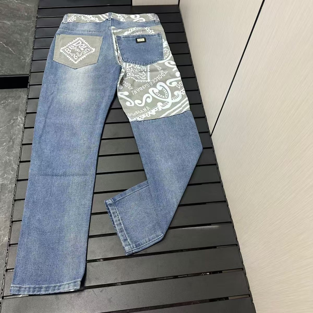 Luxurious DG Gold Embroidered Black Jeans for Spring and Summer Fashion - 图片 5