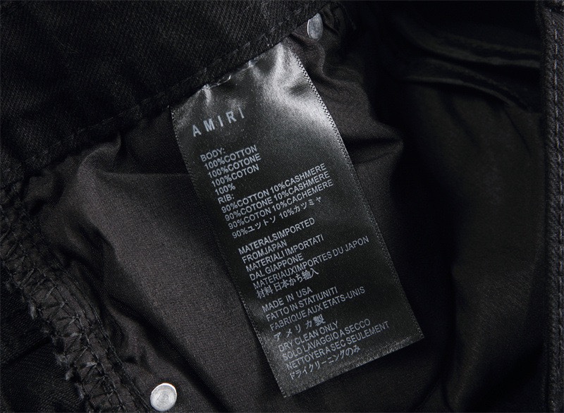 Autonomous AMIRI Embroidery Jeans: Soft, Comfortable, Hand-Coded Custom Logo Buttons, Black, S-XL - 图片 7