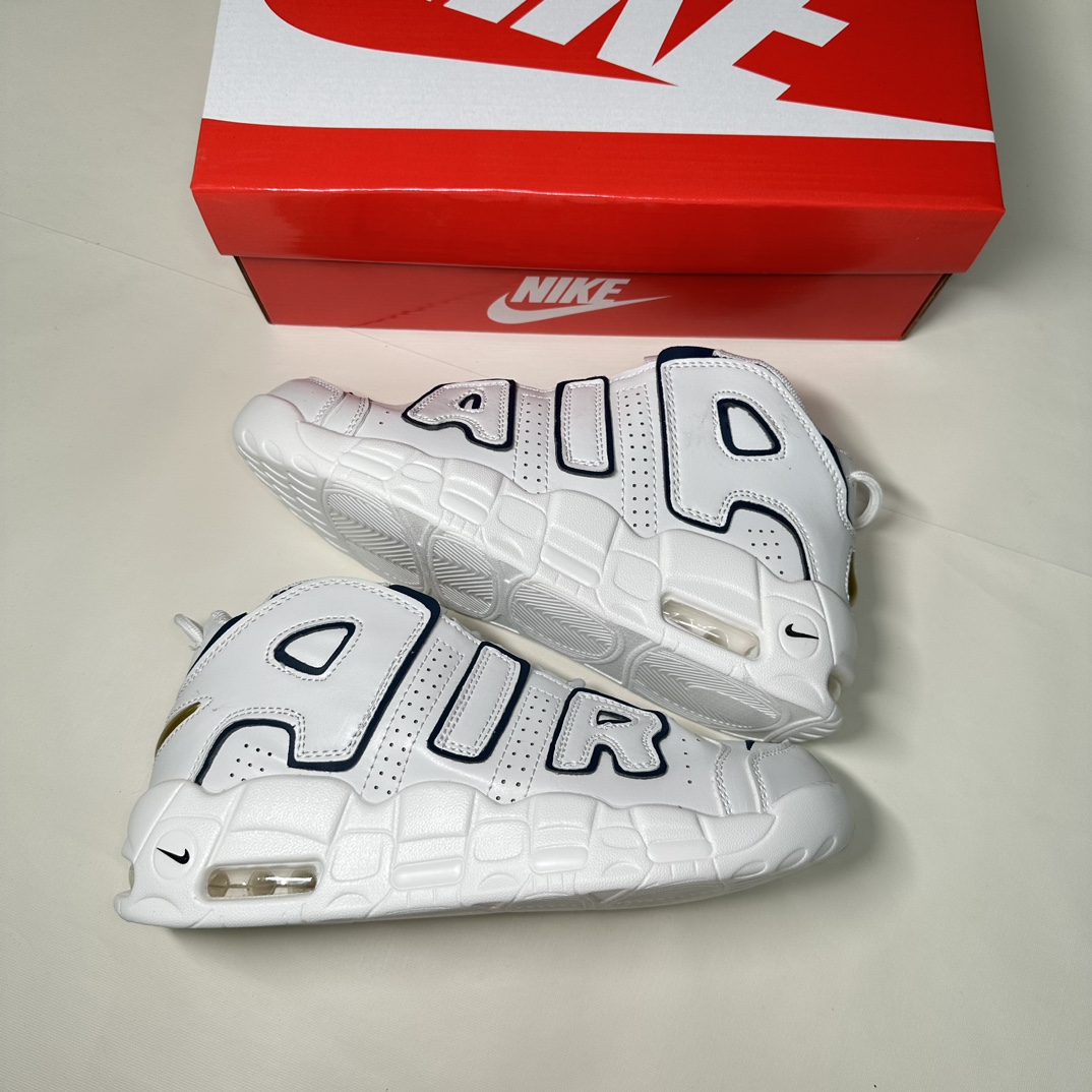 爆款•主推款Nike Air More Uptempo 皮蓬 气垫大底 大AIR 白蓝金 高品质最强性价比推荐款 码数-