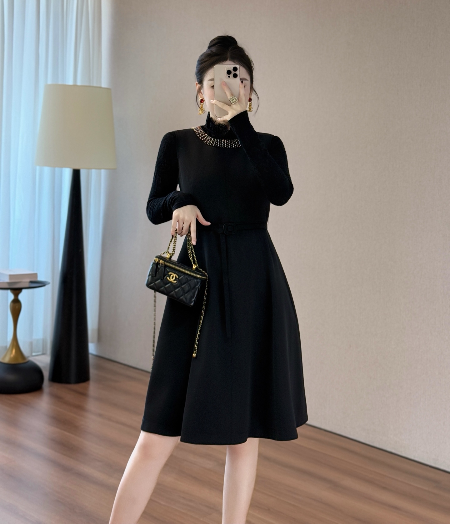 Elegant Valentino Style Beaded A-Line Midi Dress with Belt 1 i1755610025891 8107 0 0