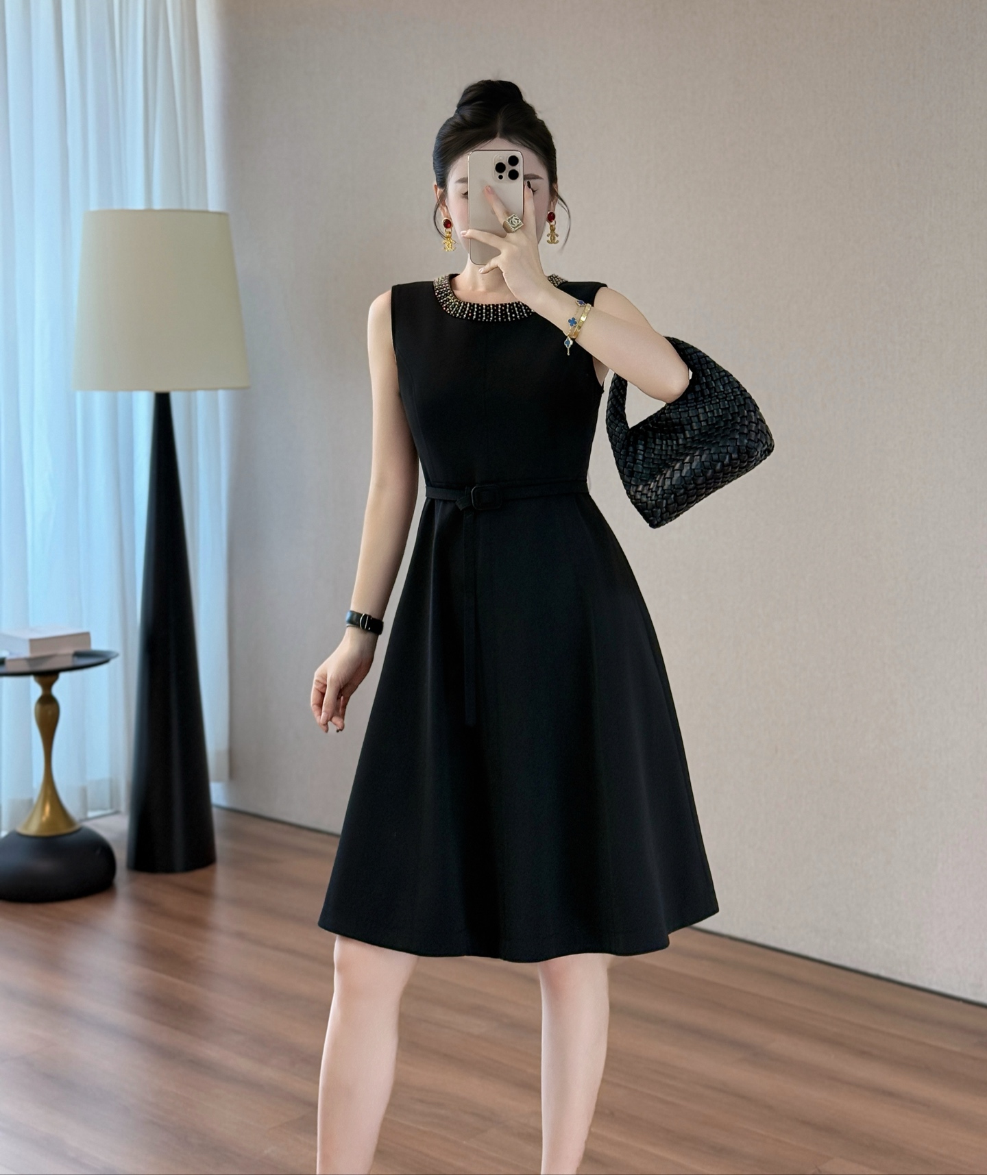 Elegant Valentino Style Beaded A-Line Midi Dress with Belt 3 i1755610025943 7869 0 2