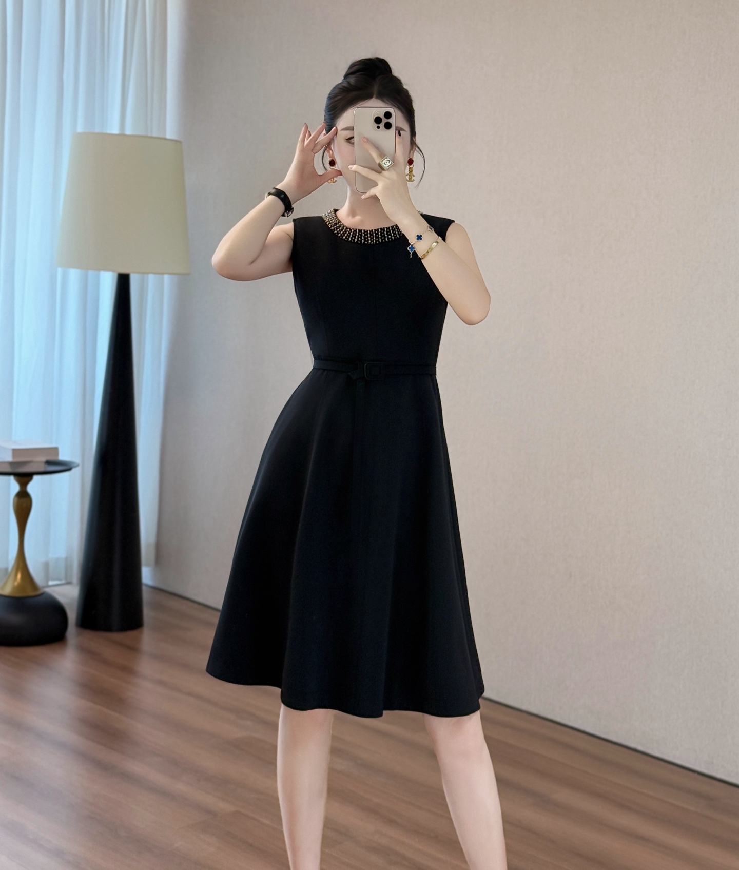 Elegant Valentino Style Beaded A-Line Midi Dress with Belt 4 i1755610025957 4953 0 3