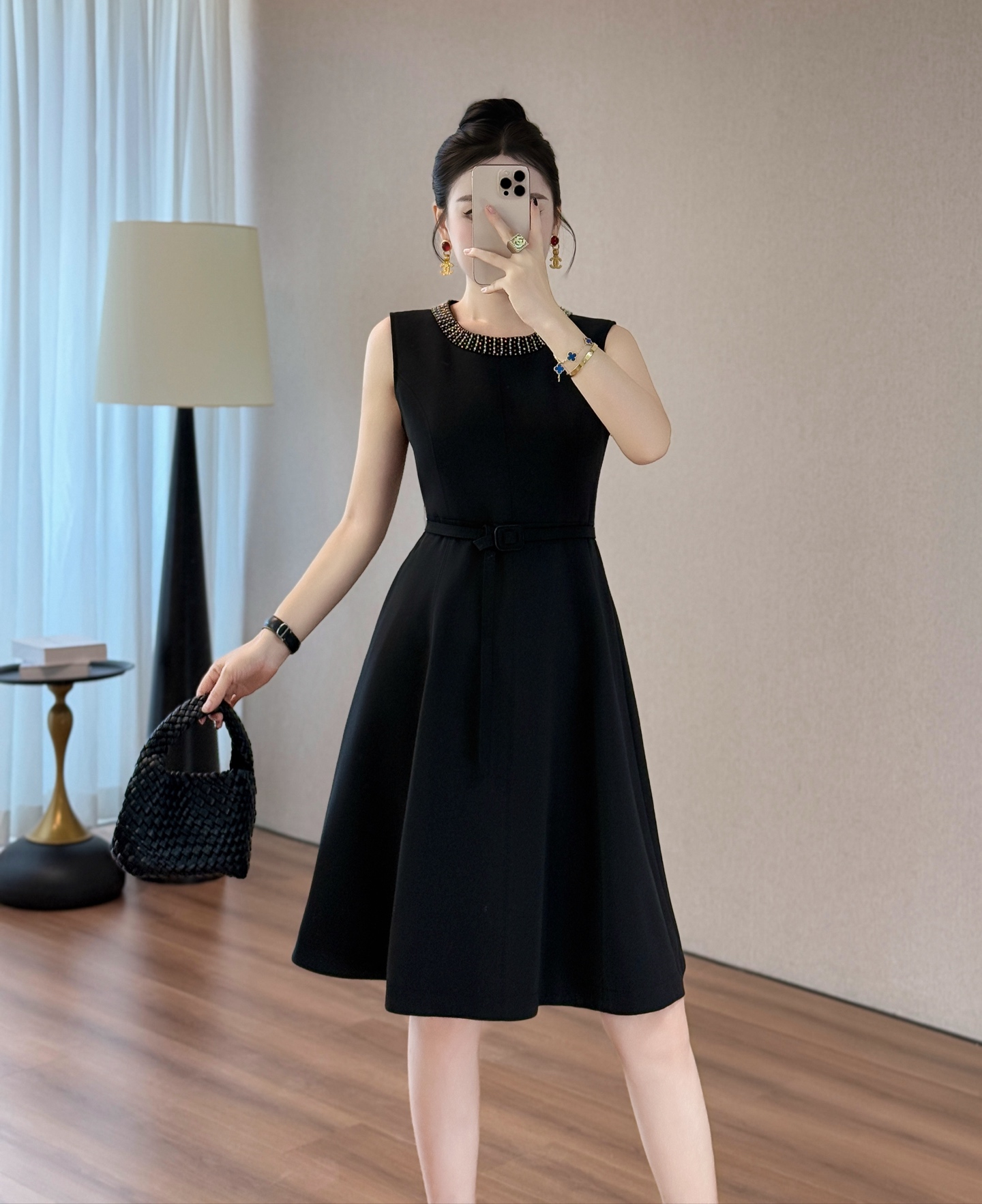 Elegant Valentino Style Beaded A-Line Midi Dress with Belt 6 i1755610025988 6543 0 5