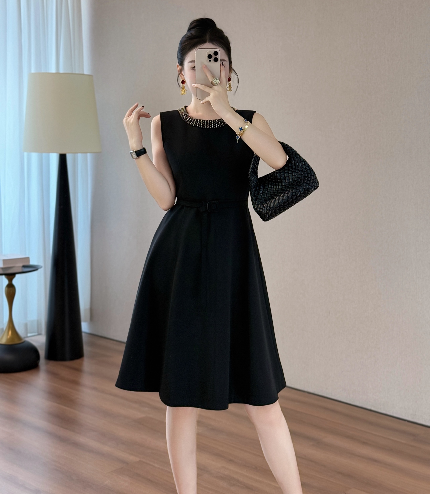 Elegant Valentino Style Beaded A-Line Midi Dress with Belt 5 i1755610028630 2546 0 4