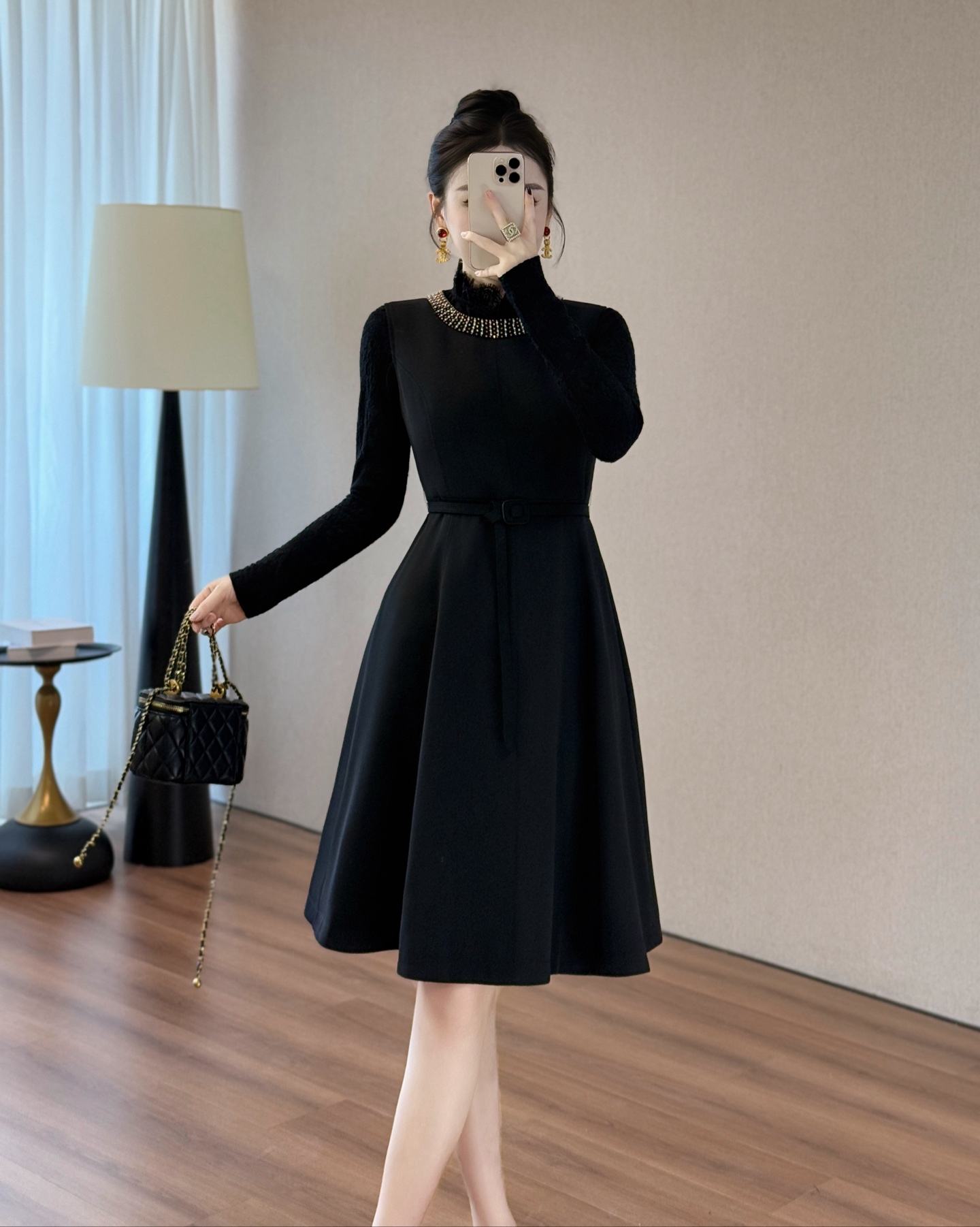 Elegant Valentino Style Beaded A-Line Midi Dress with Belt 2 i1755610028651 8327 0 1