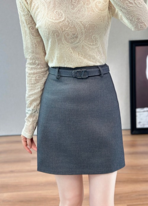 Valentino Women's Wool Blend Mini Skirt with Belt - Modern Style 1 Valentino Women's Wool Blend Mini Skirt with Belt - Modern Style
