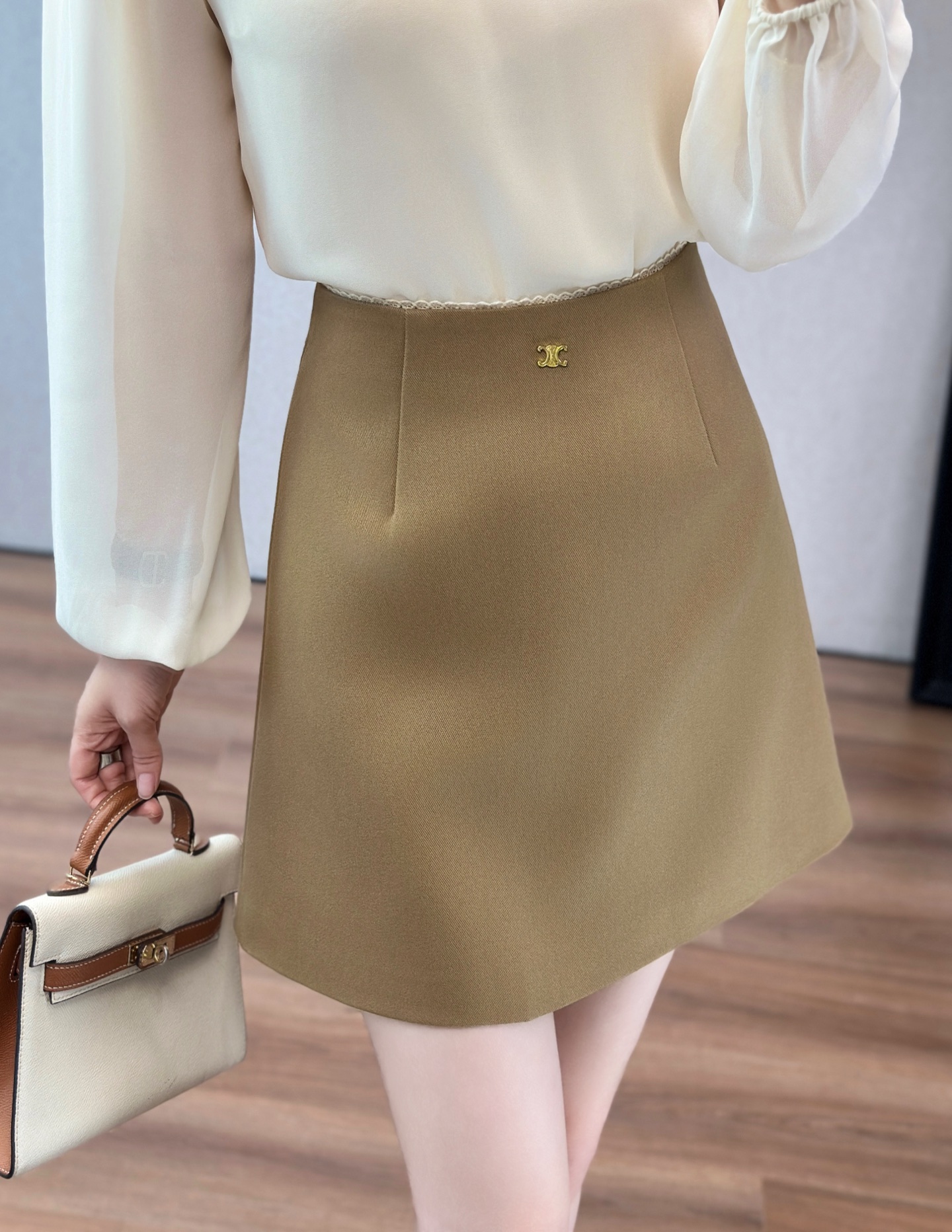 Elegant A-Line Mini Skirt - Versatile High-Waisted Design for Women (Brown) 2 i1756433933729 8687 0 0