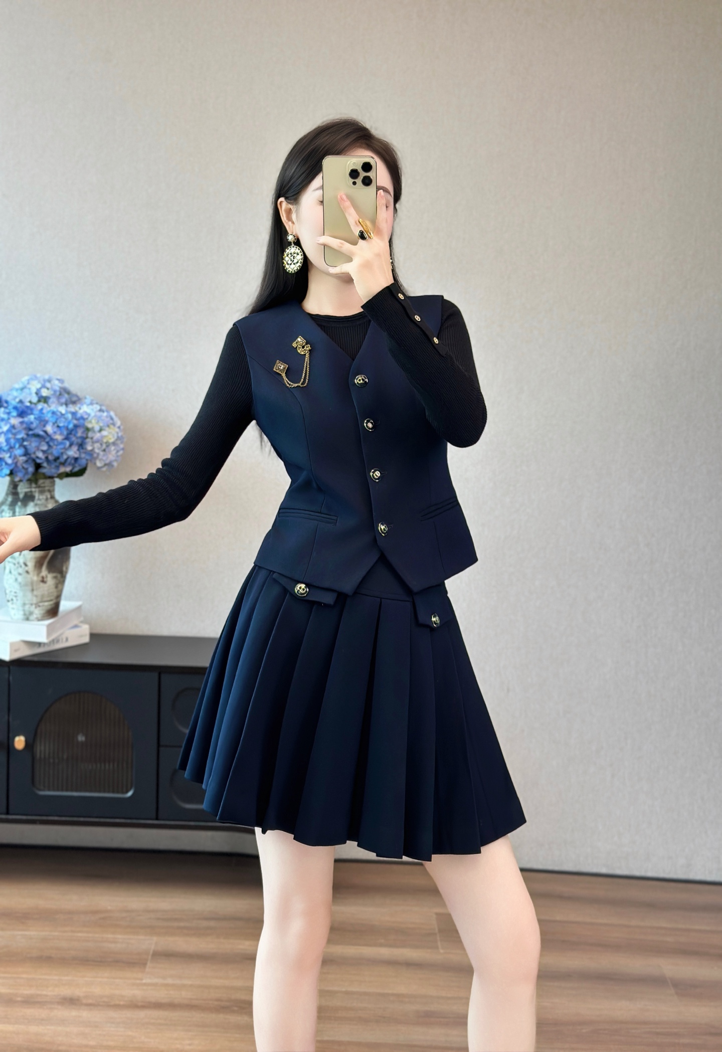 Chanel-Style Wool Blend Vest and Pleated Skirt Set - Elegant and Timeless 6 i1757728506248 1694 0 4