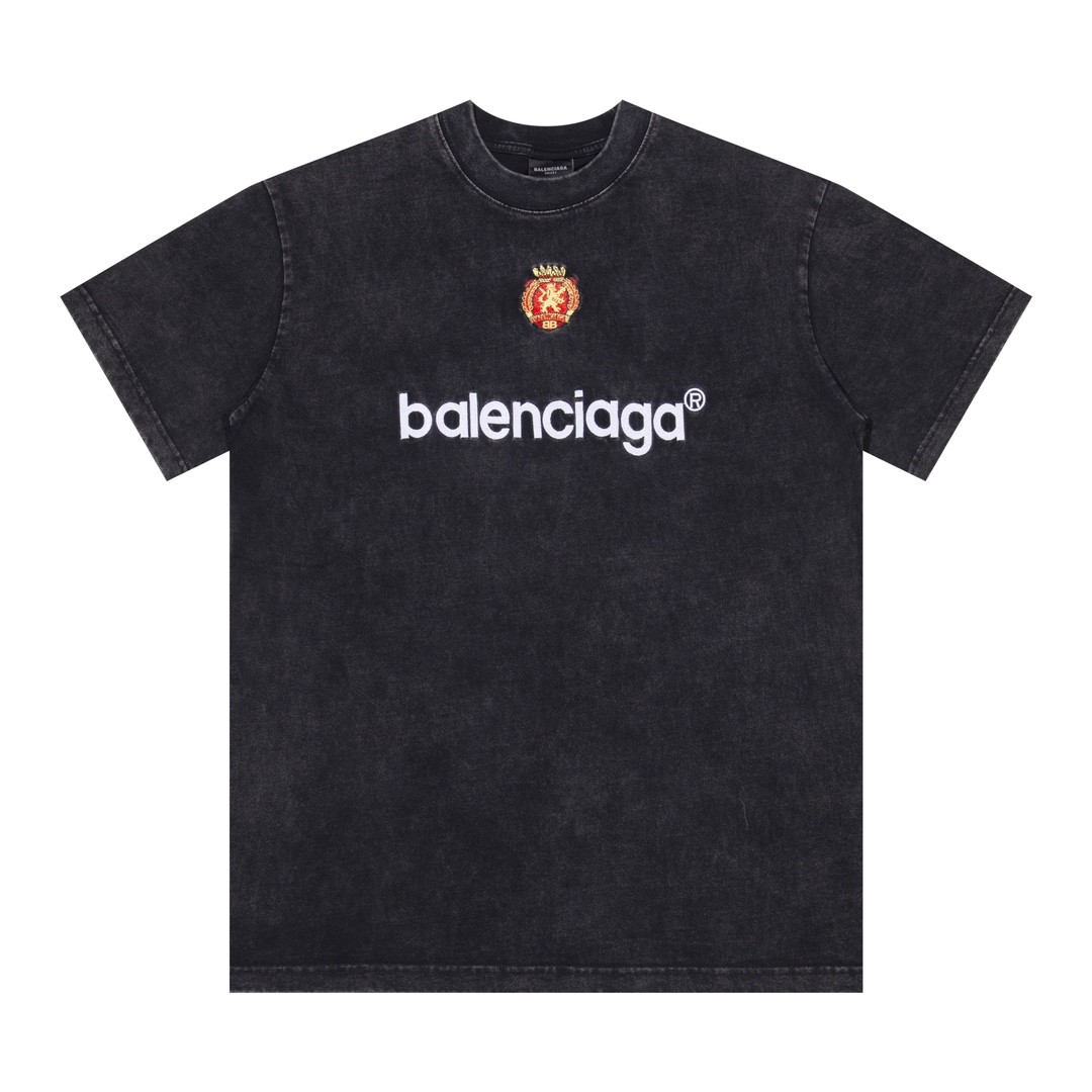 Balenciaga Clothing T-Shirt Black White Embroidery Unisex Cotton Short Sleeve