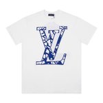 Louis Vuitton Clothing Knit Sweater T-Shirt Black Blue White Unisex Cotton Knitting Short Sleeve