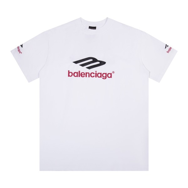 Balenciaga Clothing T-Shirt Black White Embroidery Unisex Cotton Short Sleeve