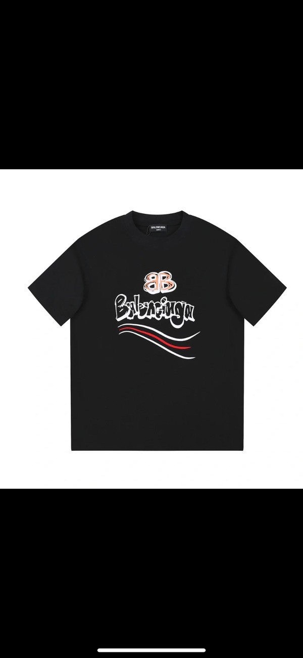 Balenciaga Clothing T-Shirt Black Printing Unisex Cotton Spring/Summer Collection Short Sleeve