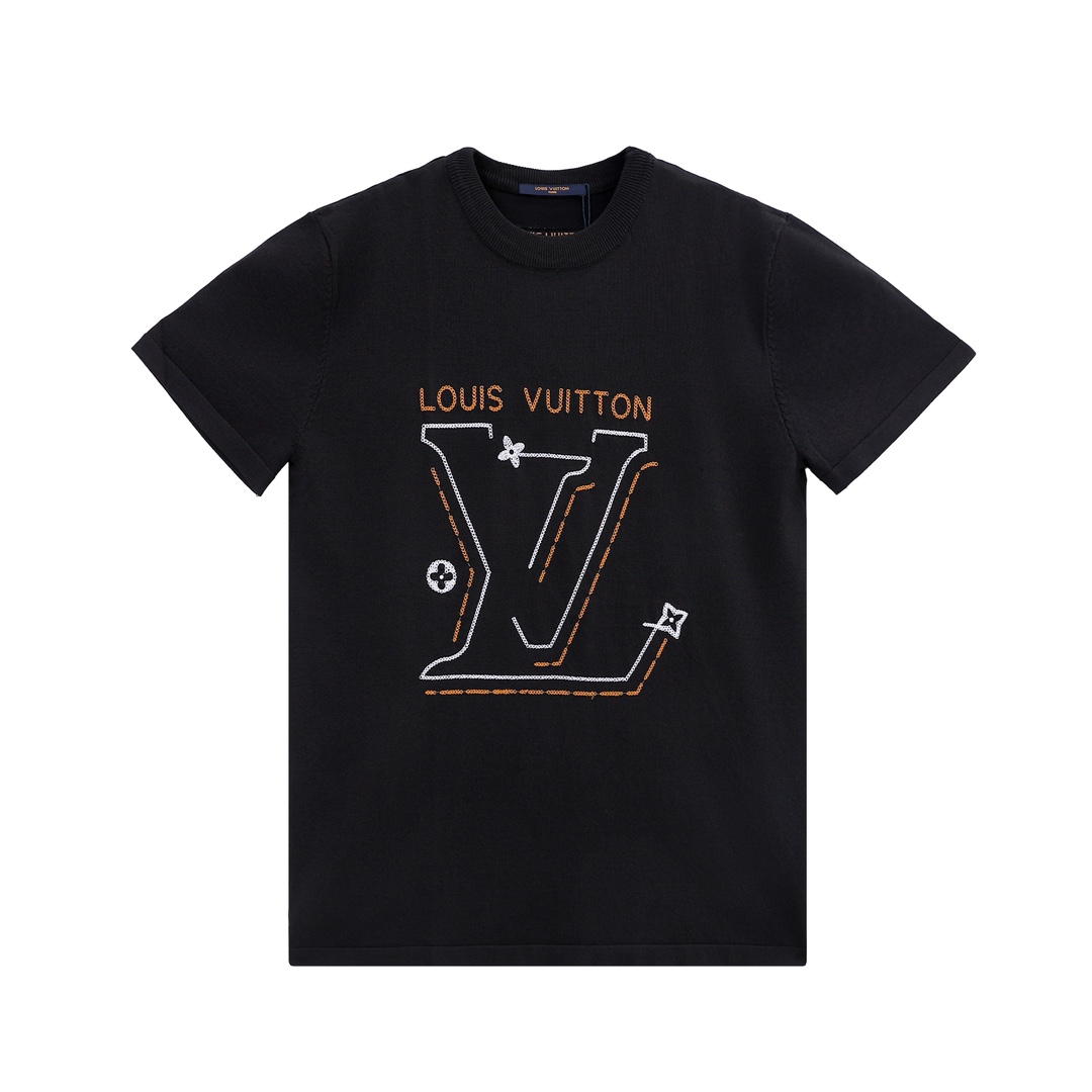 Louis Vuitton Clothing Shirts & Blouses T-Shirt Black Unisex Combed Cotton Knitting Short Sleeve