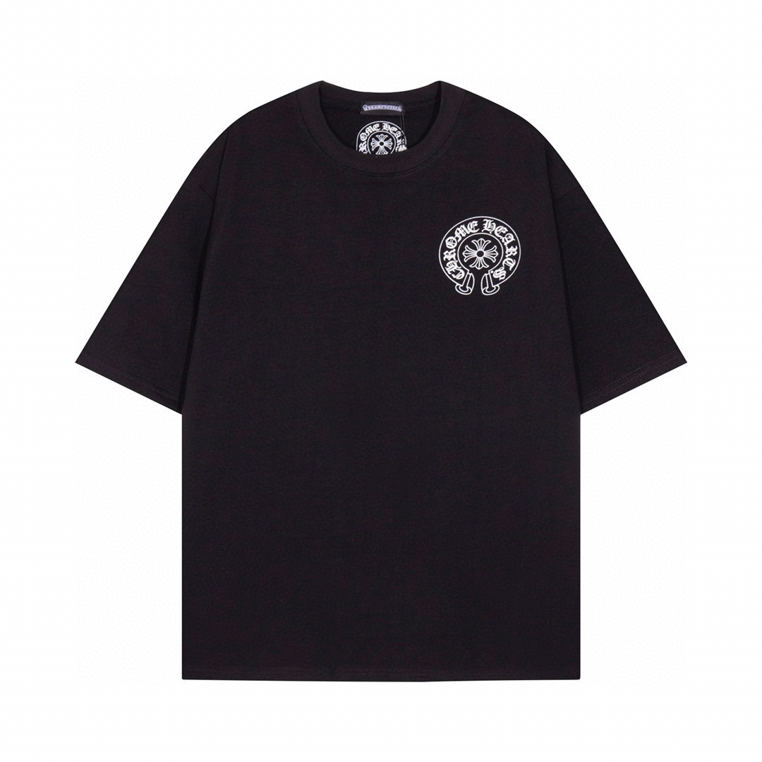 Chrome Hearts Clothing T-Shirt Black White Printing Unisex Cotton Double Yarn Short Sleeve