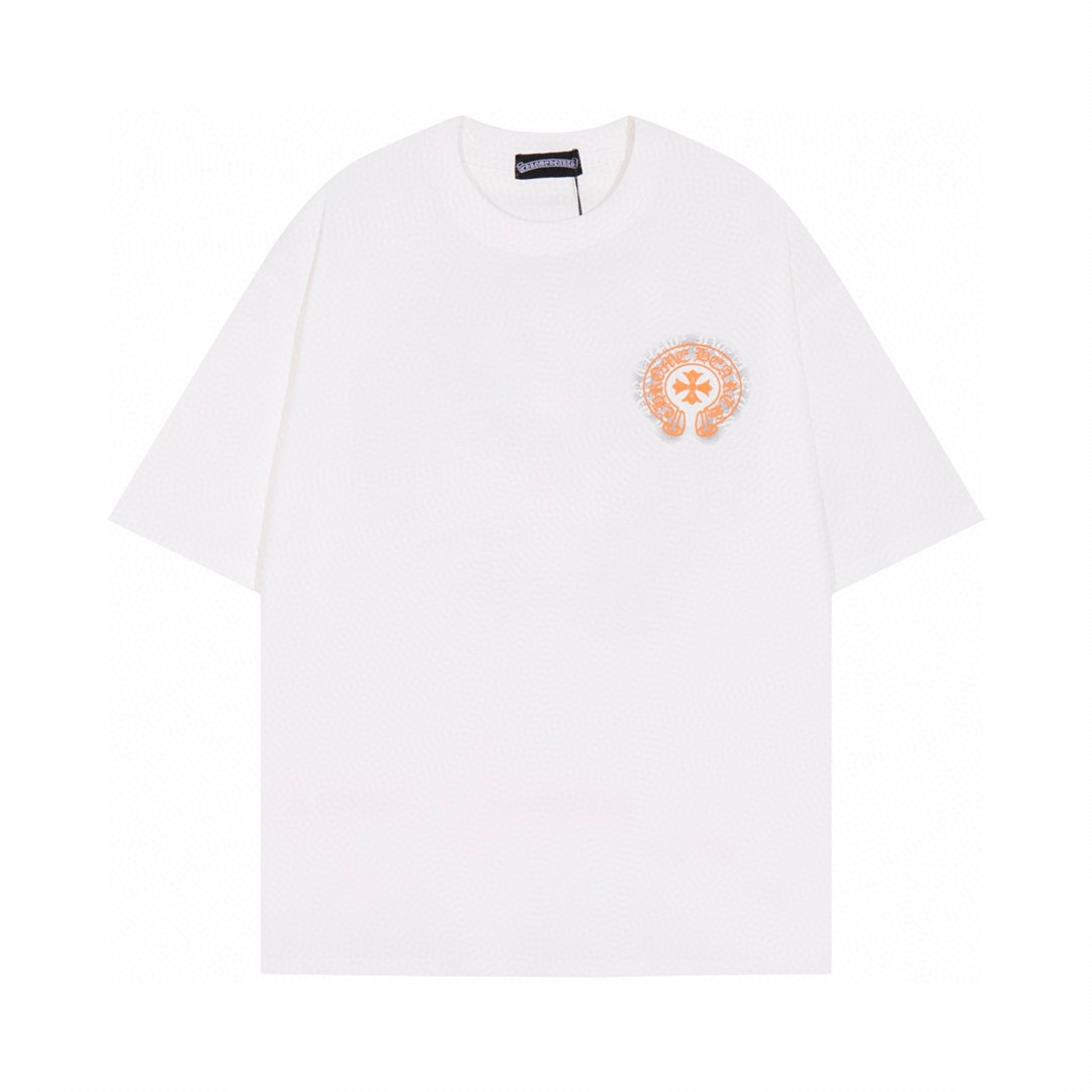 Chrome Hearts Clothing T-Shirt Find replica
 Black White Printing Unisex Cotton Double Yarn Short Sleeve