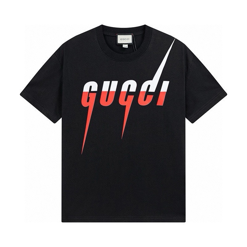 Gucci Clothing T-Shirt Black White Printing Unisex Cotton Spring/Summer Collection Short Sleeve