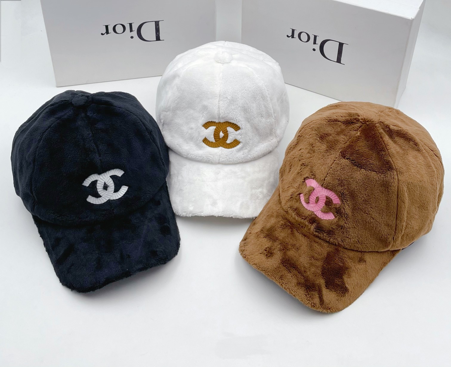 Chanel Hats Baseball Cap Black White Winter Collection