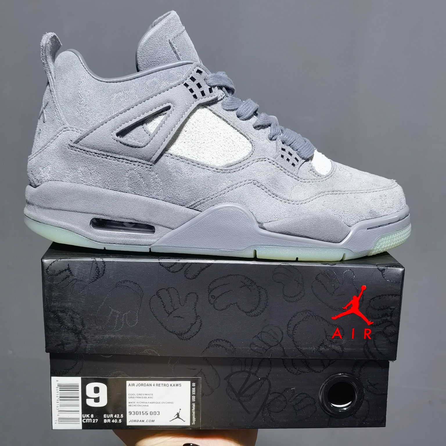 aj4灰涂鸦尺码40-47.5性价比️Airjordan4kaws涂鸦灰色930155-003