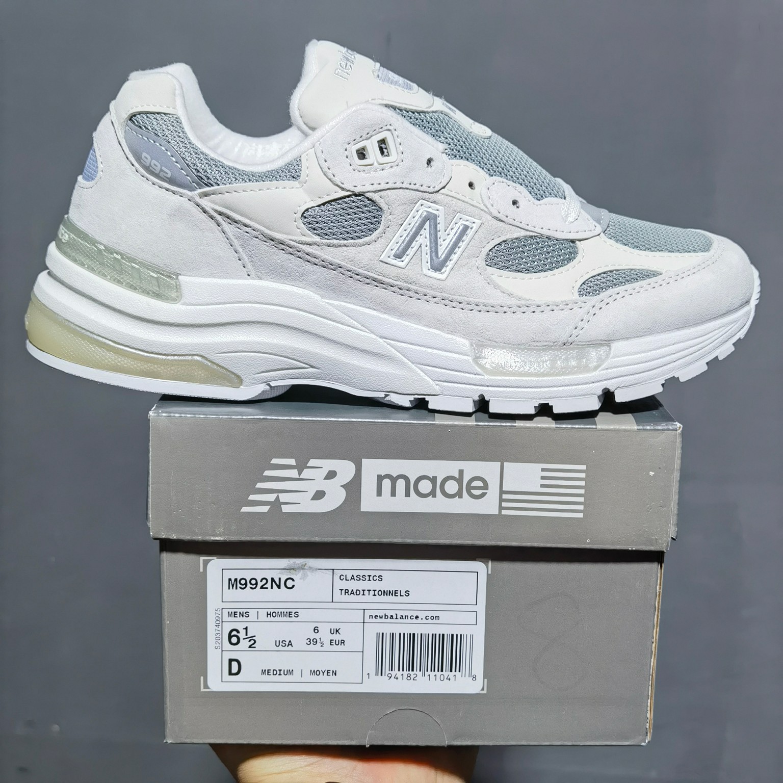 NB992浅灰白尺码36-46.5总裁新M版出品-NewBalance992浅灰白M992NC鞋码363