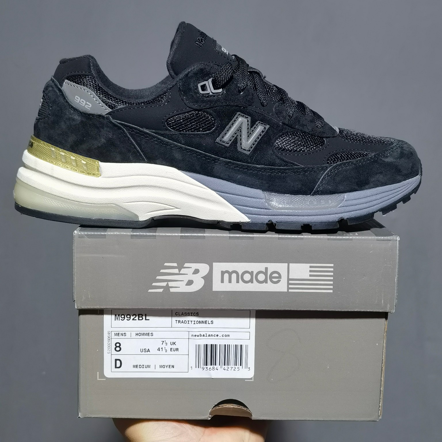 NB992黑色尺码36-46.5总裁新M版出品-NewBalance992黑色D宽M992BL鞋码363