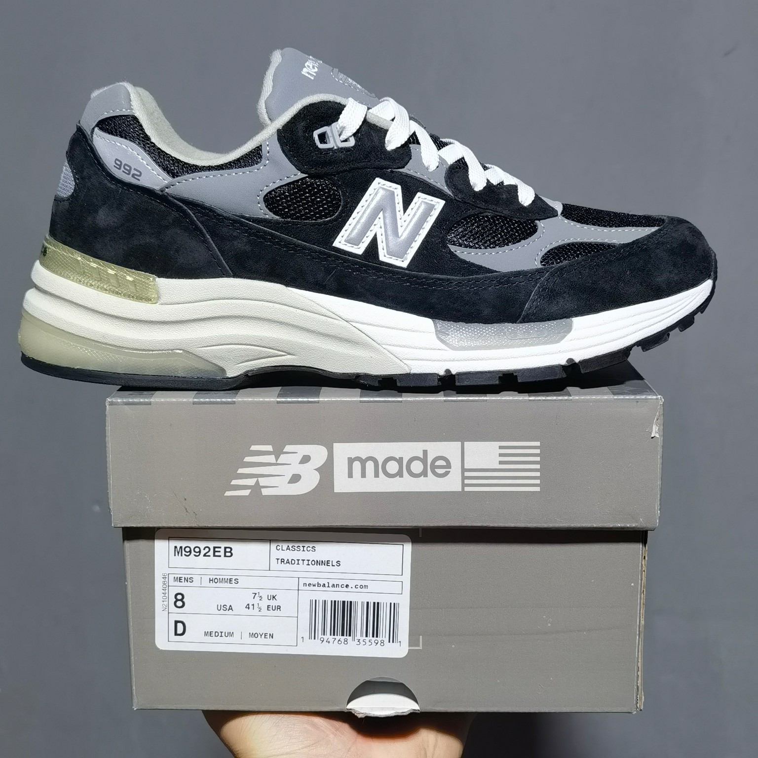 NB992黑灰尺码36-46.5总裁新M版出品-NewBalance992黑灰M992EB鞋码36373