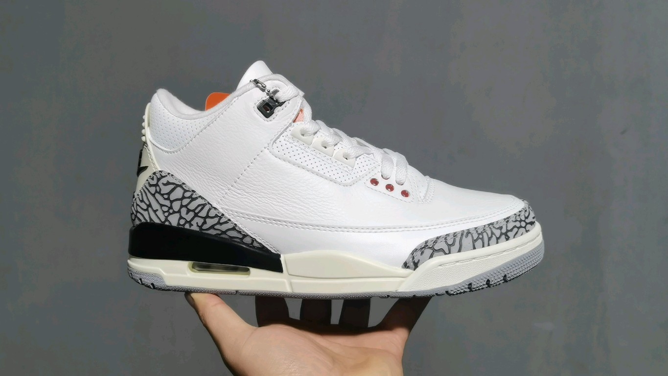 AJ3白水泥做旧尺码:36-47总裁新M出品-AirJordan3AJ3白水泥乔3白灰爆裂纹2023版D