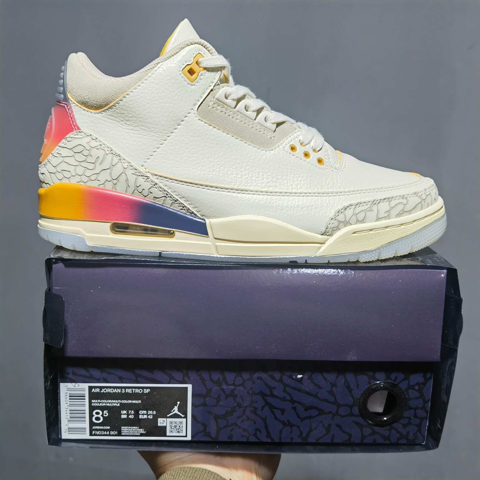 AJ3彩虹渐变尺码:36-47总裁新M出品-J.BalvinxAirJordan3RetroAJ3乔3彩