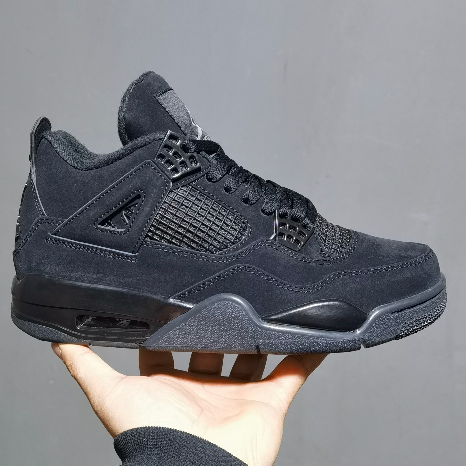 AJ4黑猫尺码:40-47.5福利特价-AirJordan4RetroBlackCat黑猫麂皮黑武士CU