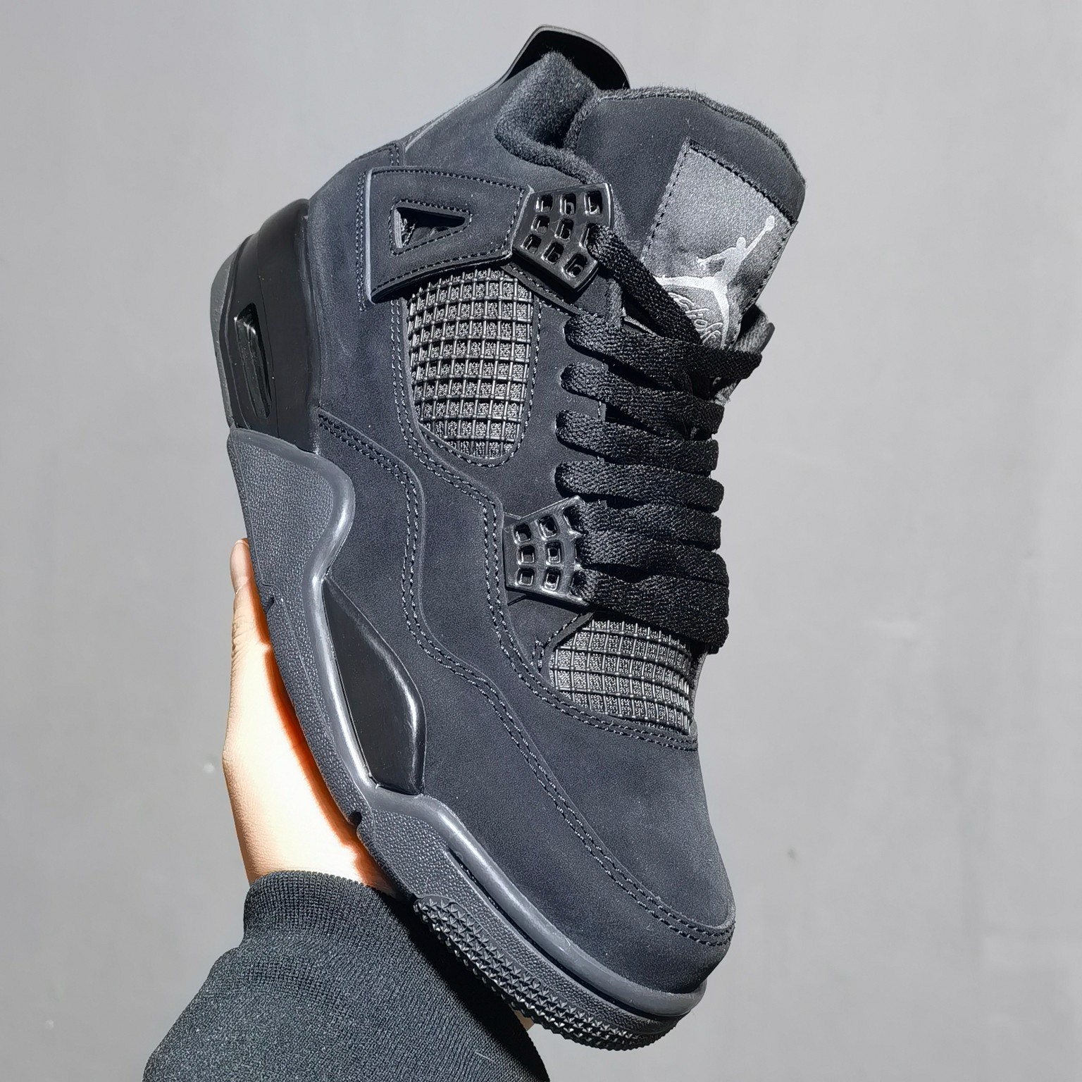 AJ4黑猫尺码:40-47.5福利特价-AirJordan4RetroBlackCat黑猫麂皮黑武士CU