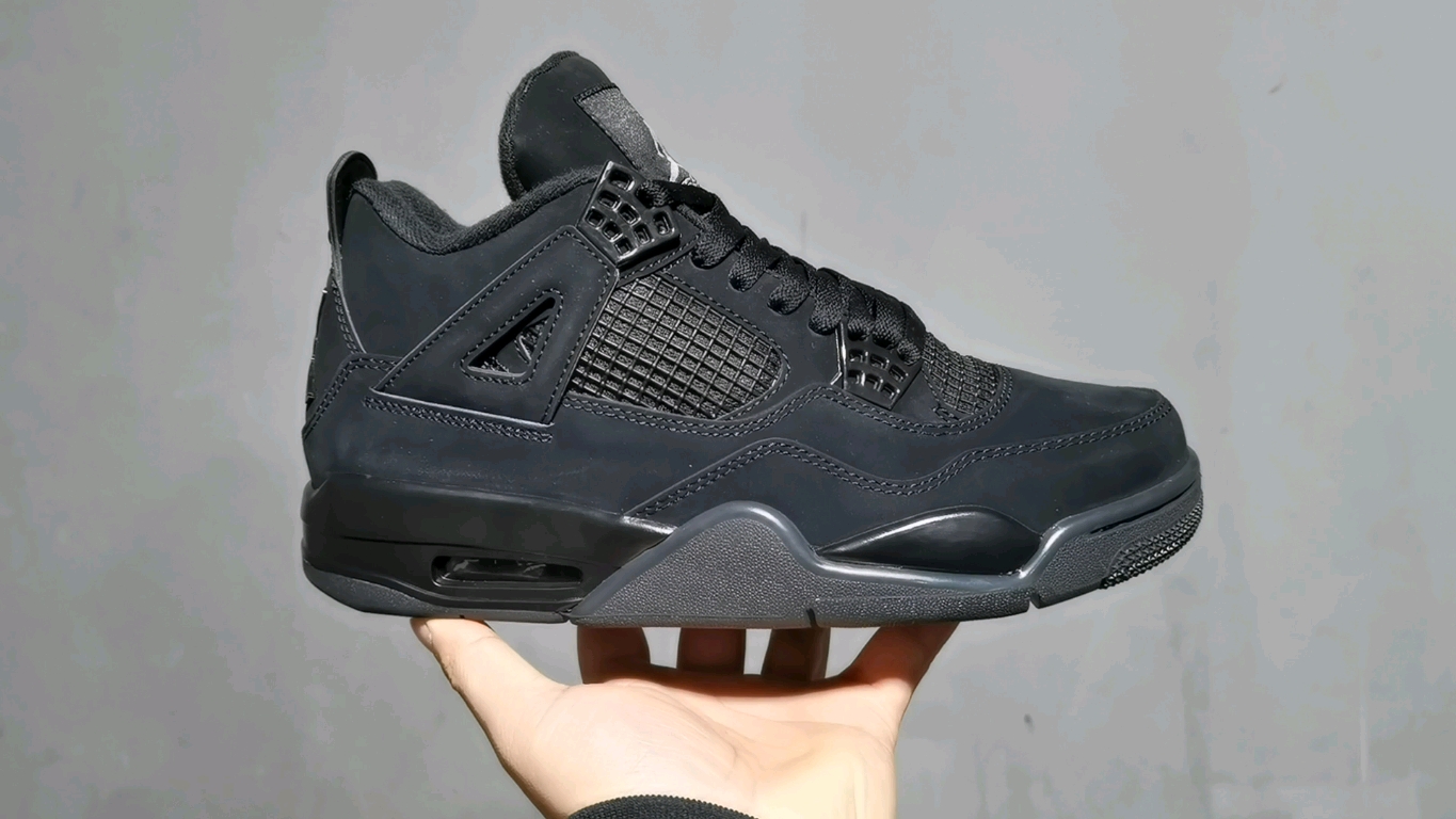 AJ4黑猫尺码:40-47.5福利特价-AirJordan4RetroBlackCat黑猫麂皮黑武士CU