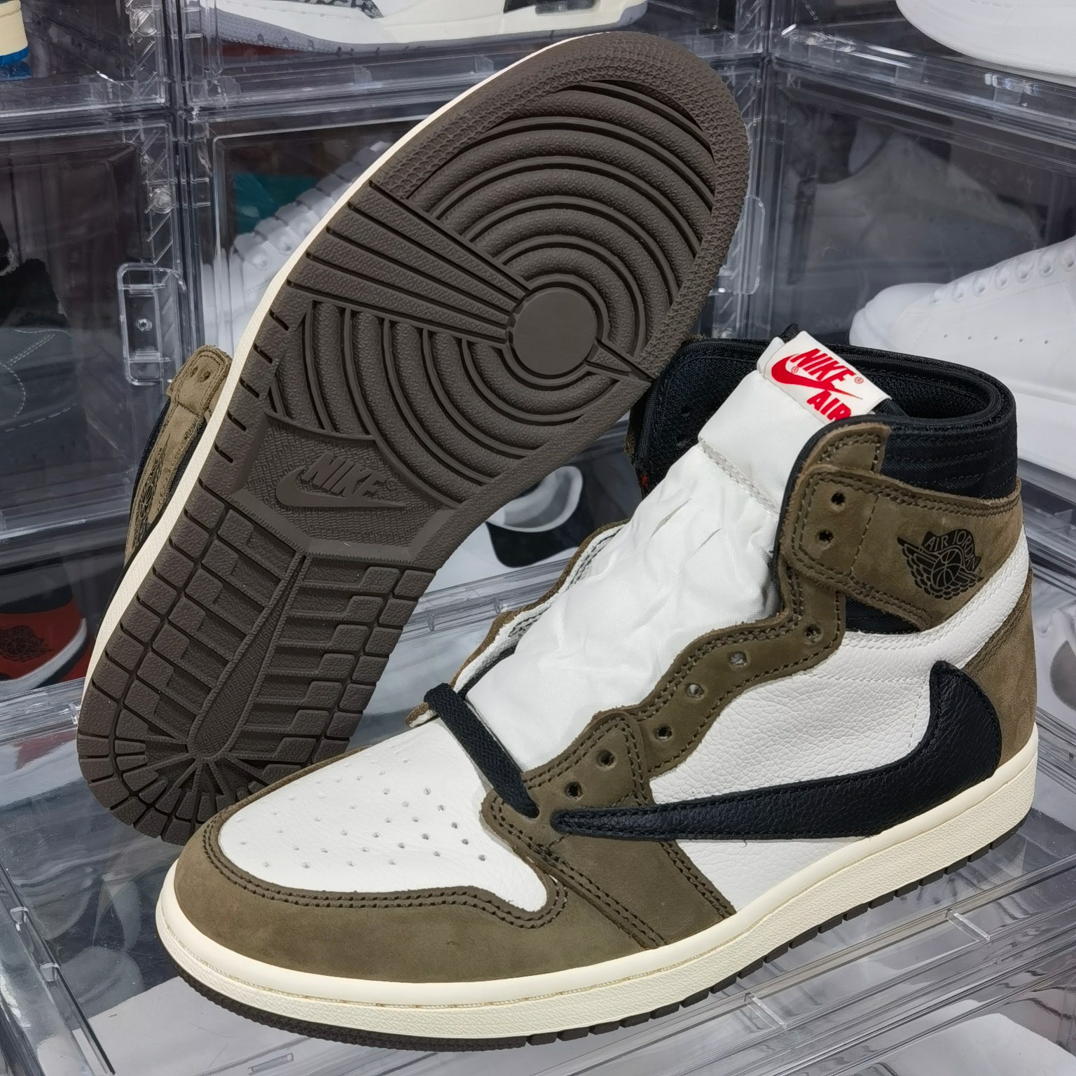 AJ1深棕鬼脸尺码:40-48纯原版出品-AirJordan1xTravisScott鬼脸高帮倒钩高帮C