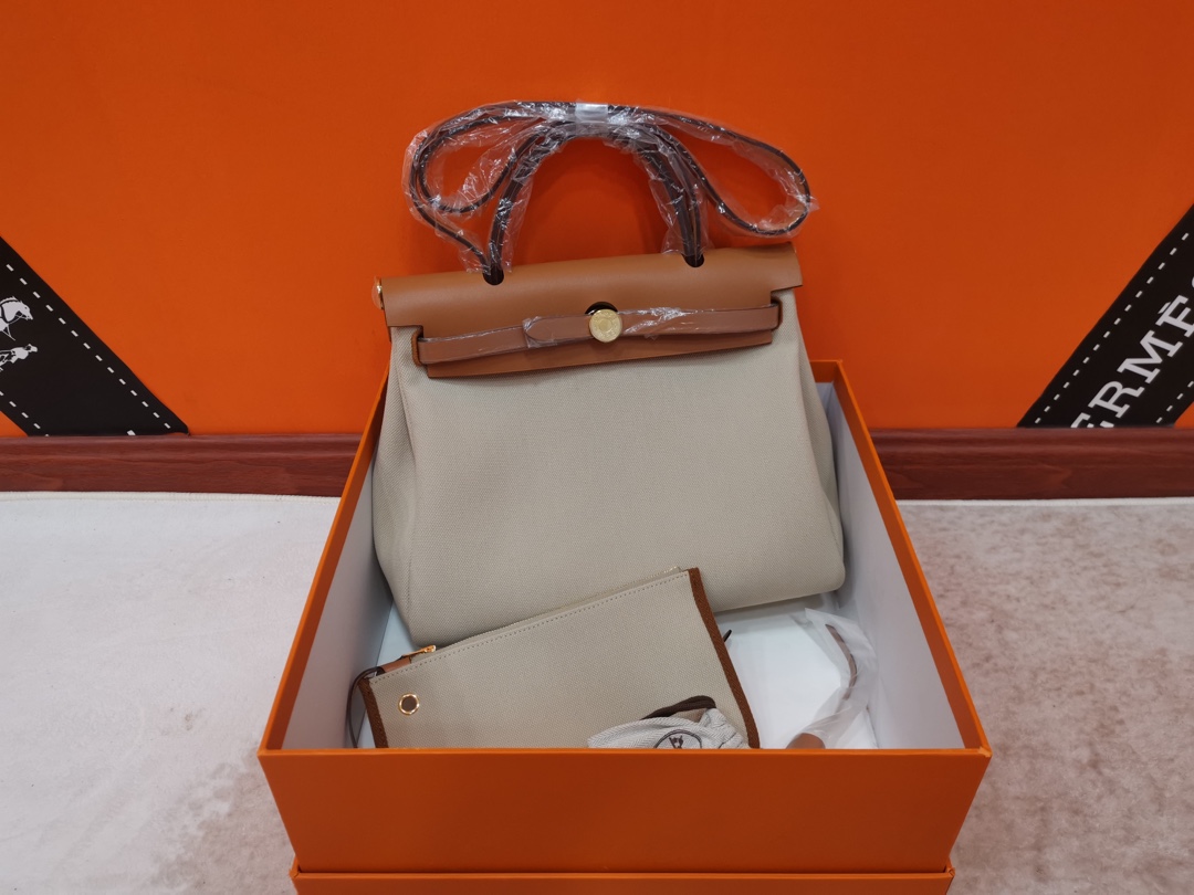 Hermes Herbag Borse Crossbody & Borse a Tracolla Grigio Unisex Hardware oro Tela