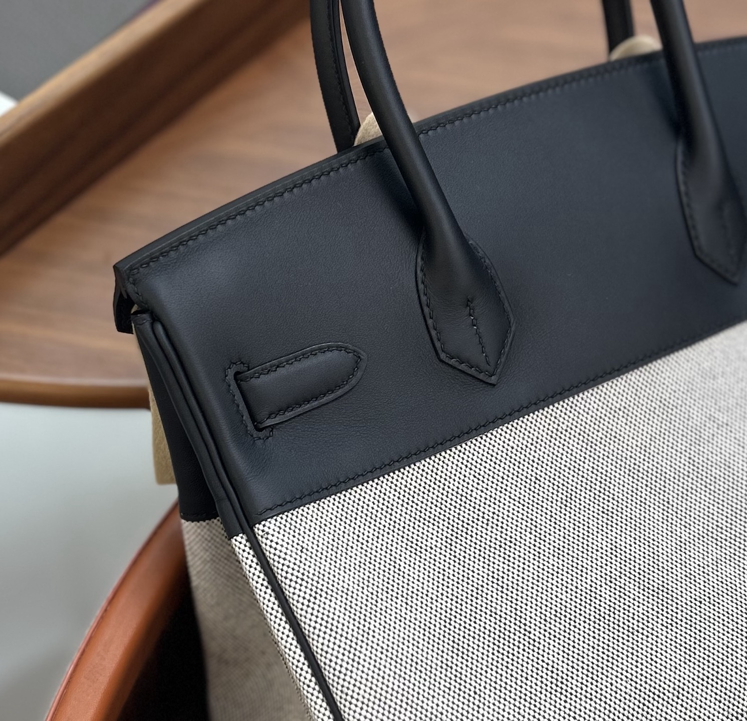 bk30 黑色帆布拼皮银扣 新做到货～